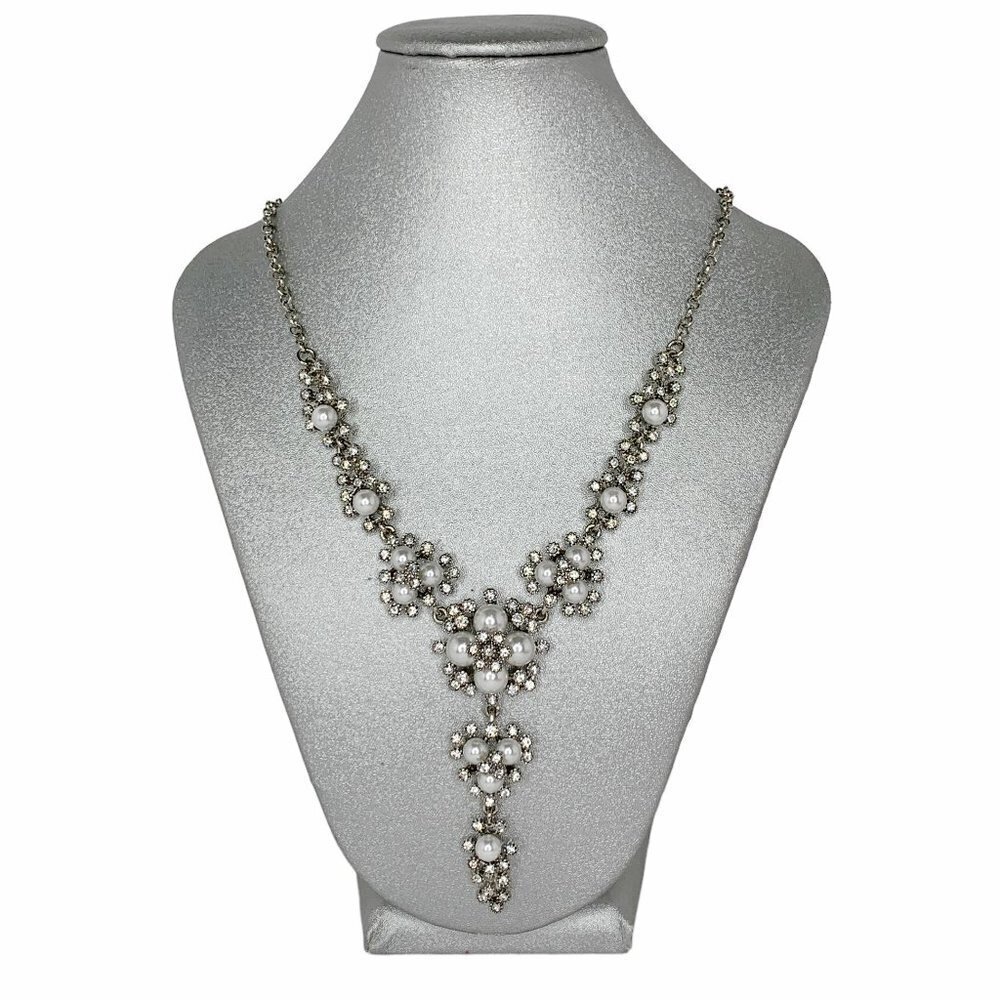 MONET The Bridal Collection Y-style Silver color Rhinestones Pearls Gorgeous NEW